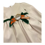 AMBARABA' abito tinta unita con fantasia a righe Beige per Bambina FF38037 BEIGE AMBARABA' 