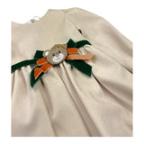 AMBARABA' abito tinta unita con fantasia a righe Beige per Bambina FF38037 BEIGE AMBARABA' 