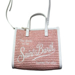 Saint Barth Borsa Tinta Unita con Stampa In Paglia per Bambina 00373L ROSA SAINT BARTH 