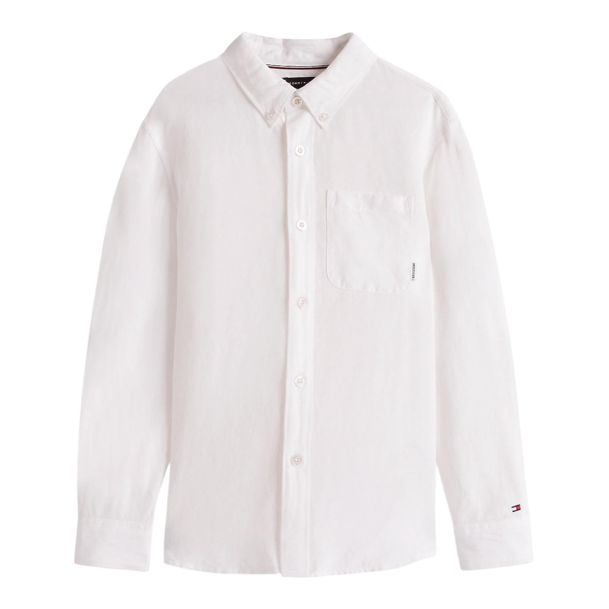 Tommy Hilfiger Camicia Manica Lunga Tinta Unita per Bambino KB0KB09550 BIANCO TOMMY HILFIGER 