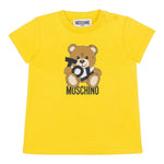 Moschino T-Shirt Girocollo Tinta Unita con Orso per Neonato MNM047XXXX GIALLO MOSCHINO 
