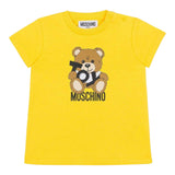 Moschino T-Shirt Girocollo Tinta Unita con Orso per Neonato MNM047XXXX GIALLO MOSCHINO 