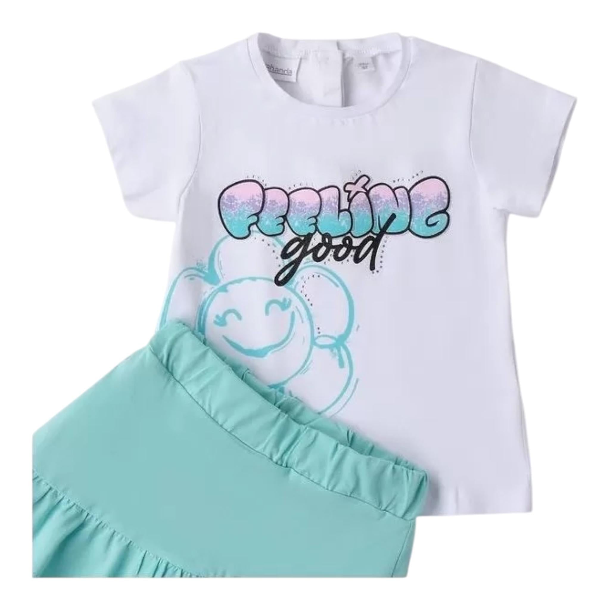 Sarabanda Completo 2 Pezzi T-Shirt-Short  per Neonata 0B253XXN BIANCO/AZZURRO SARABANDA 