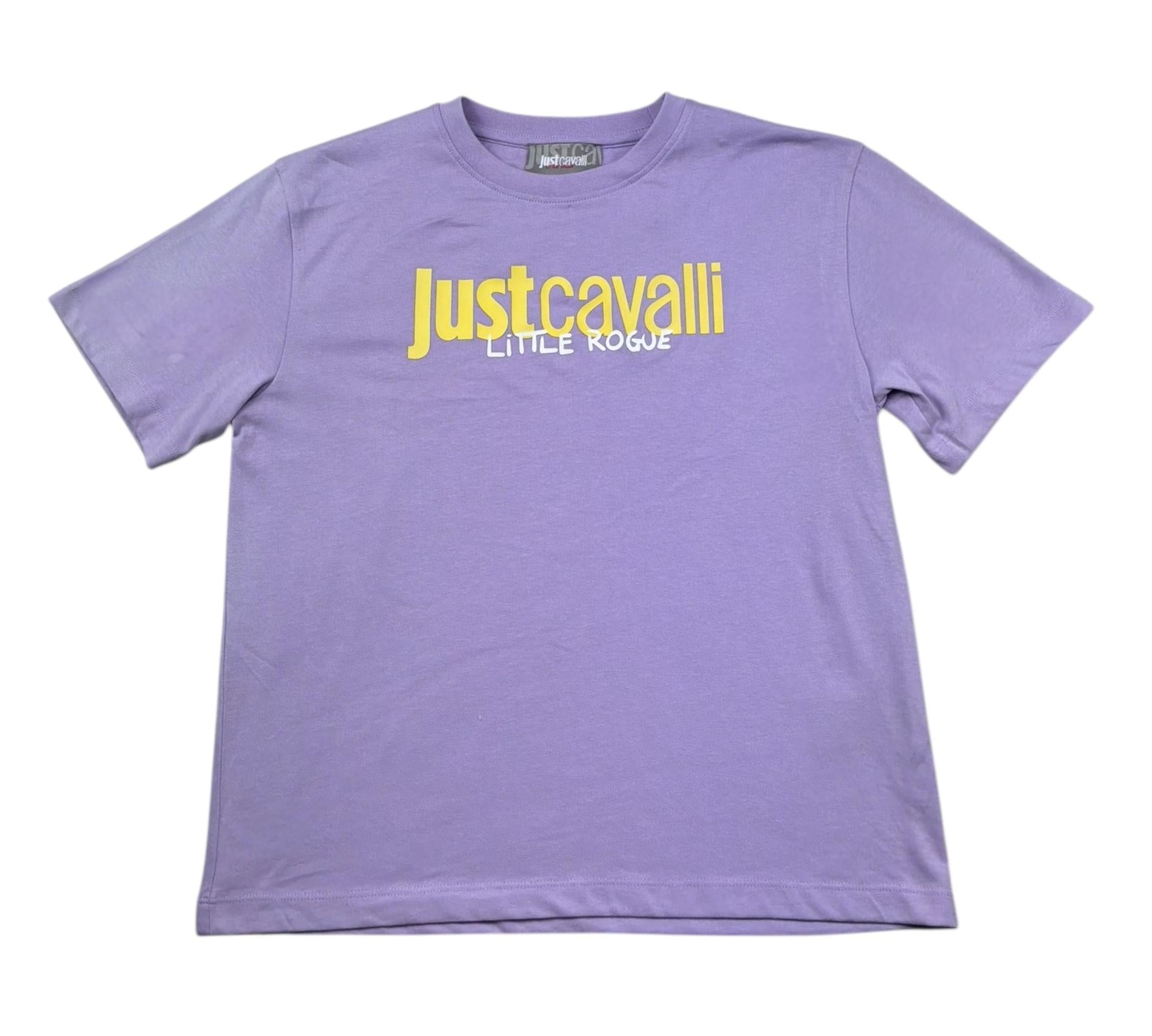 Just Cavalli T-Shirt Girocollo Tinta Unita con Stampa Logo per Bambino JGP26027TS LILLA JUST CAVALLI 