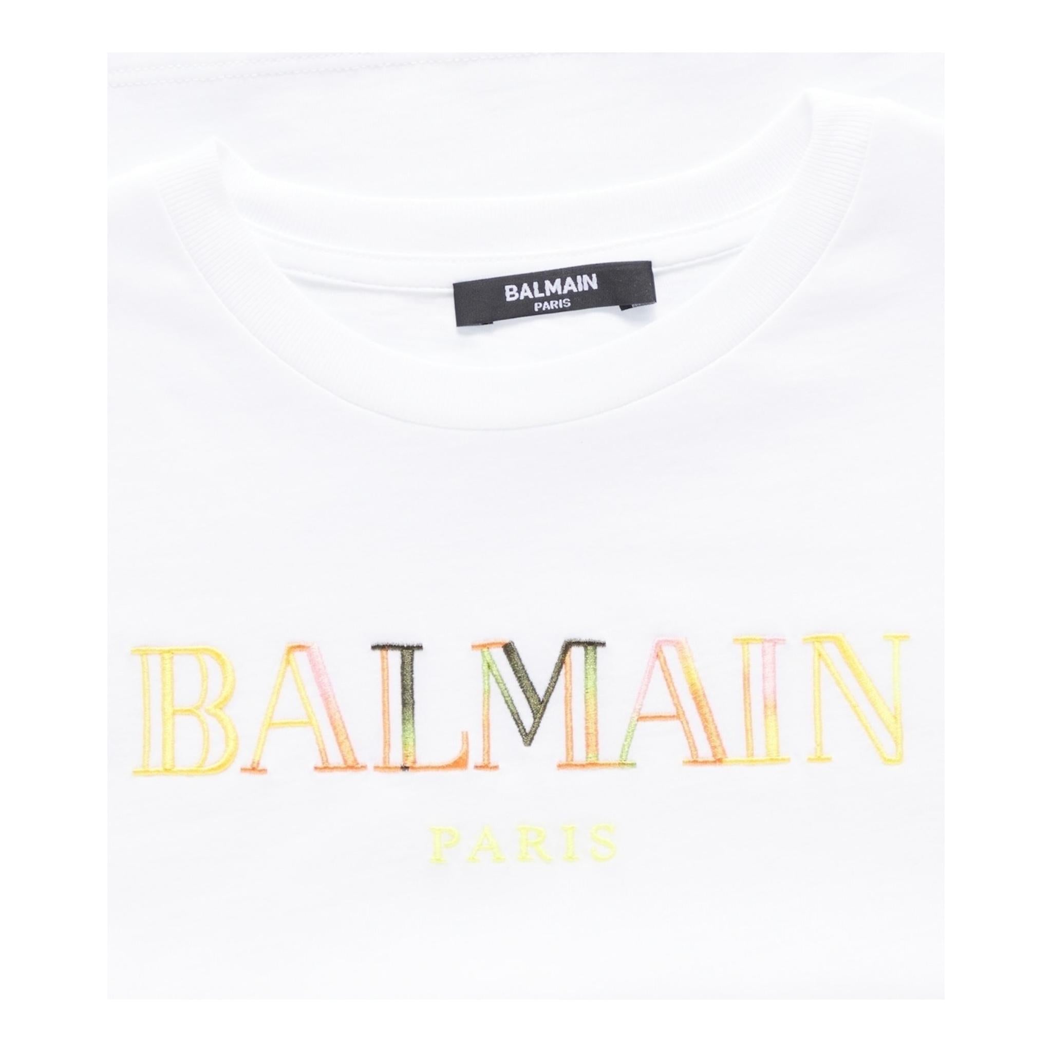 Balmain T-Shirt Girocollo Tinta Unita con Stampa per Neonato BW8541 BIANCO BALMAIN 