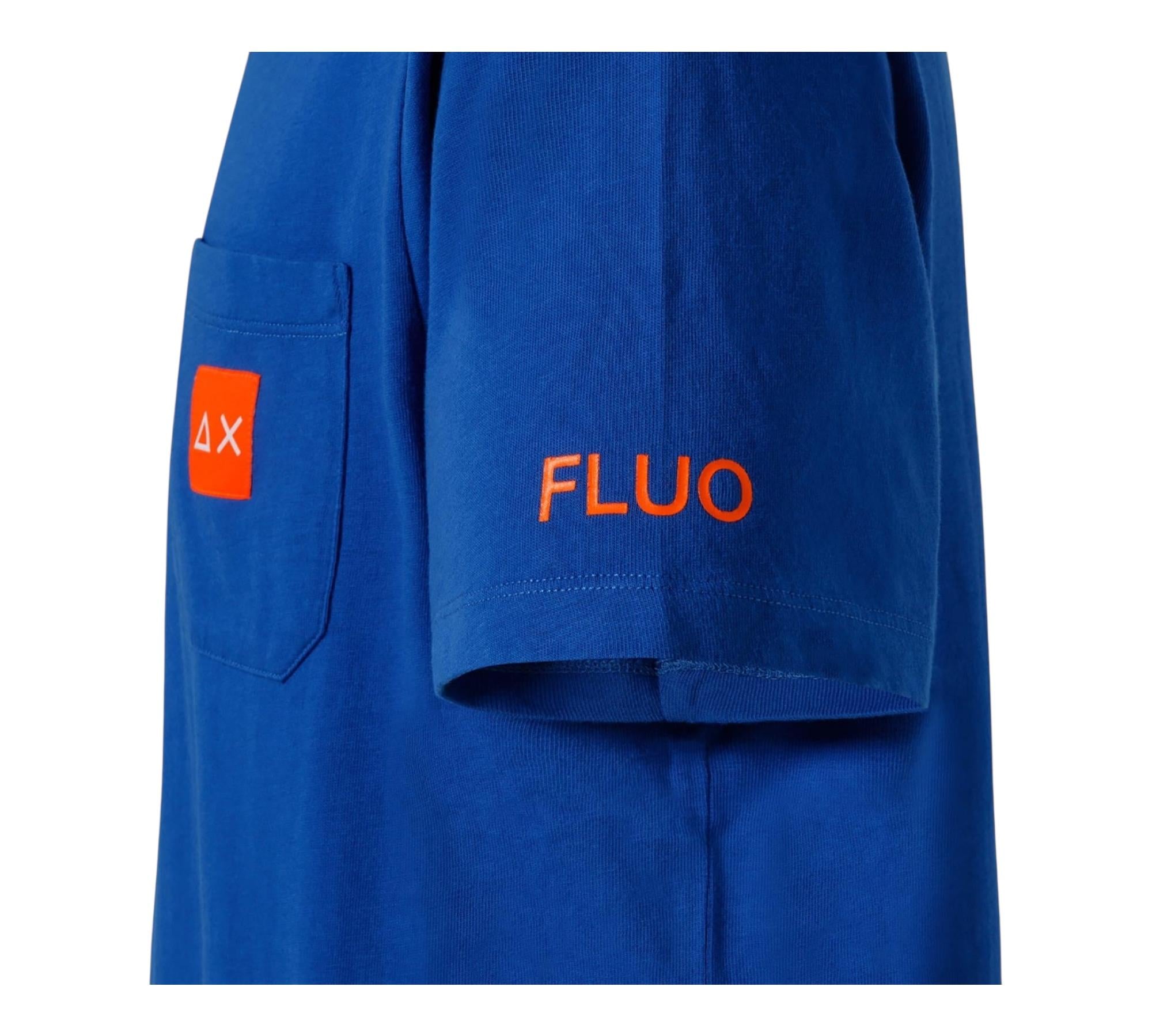 Sun68 T-Shirt Girocollo Tinta Unita con Logo per Bambino T33307 BLU SUN68 