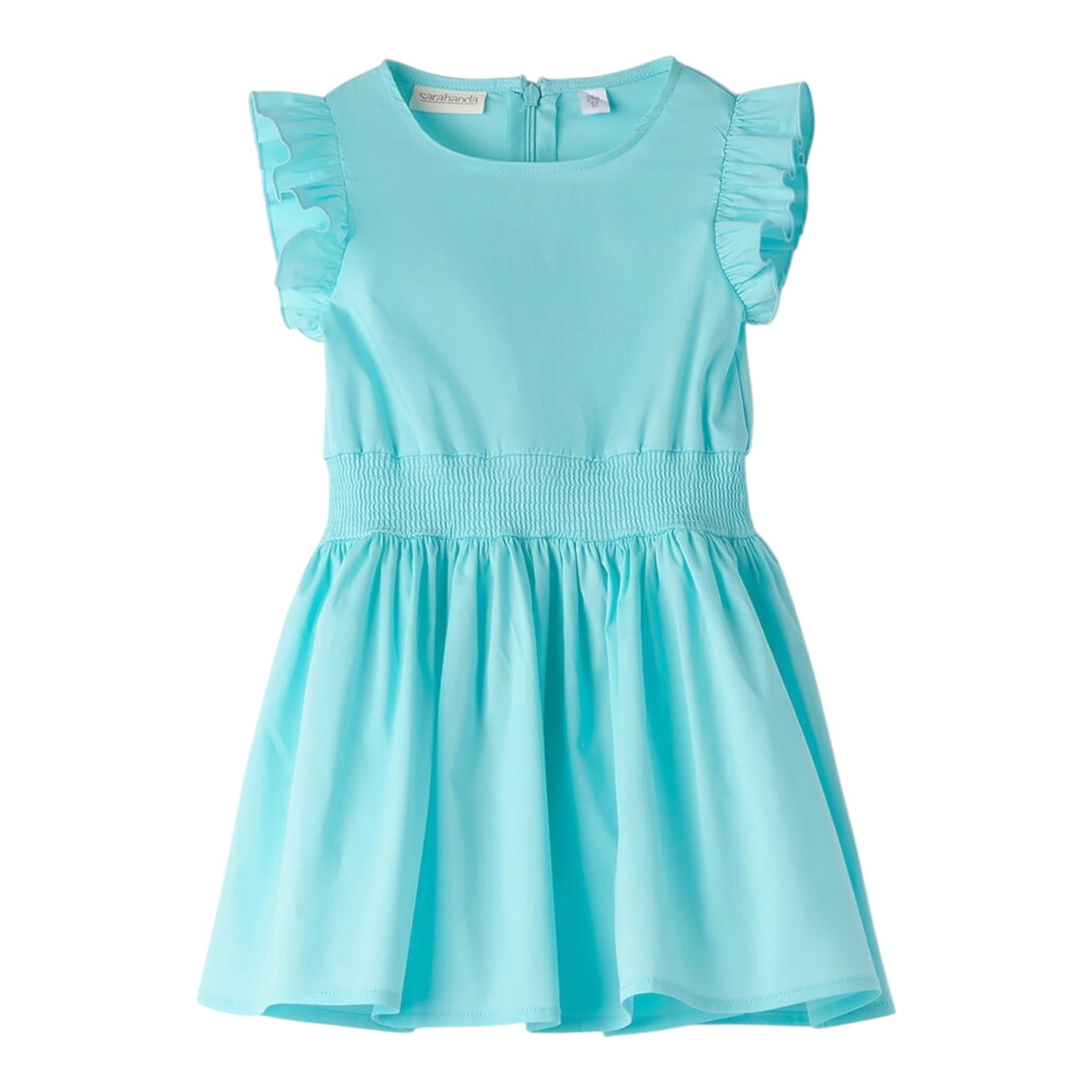 Sarabanda Abito Mezza Manica Tinta Unita per Bambina 0B232J AZZURRO SARABANDA 