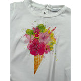 M+E' T-Shirt Girocollo Tinta Unita con Stampa per Neonata UE1356 BIANCO M+E' 