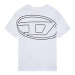Diesel T-Shirt Girocollo Tinta Unita con Logo per Bambino J02276 BIANCO DIESEL 
