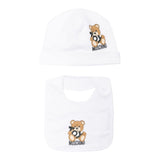 Moschino Set Cappello-Bavetta Tinta Unita per Neonato MUY081X BIANCO MOSCHINO 