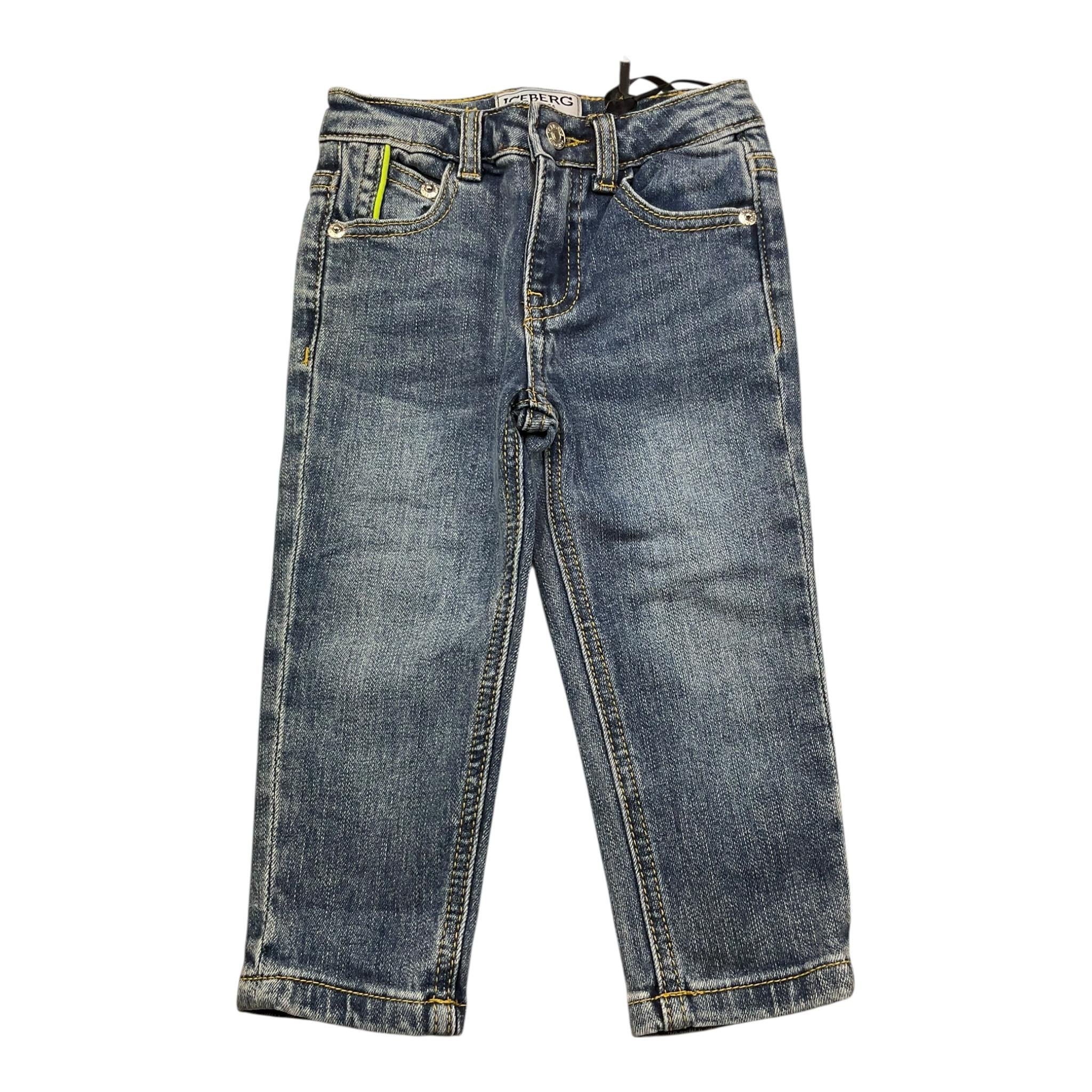 Iceberg Jeans Tinta Unita con Girovita Regolabile per Neonato PTICE4313BN BLU ICEBERG 