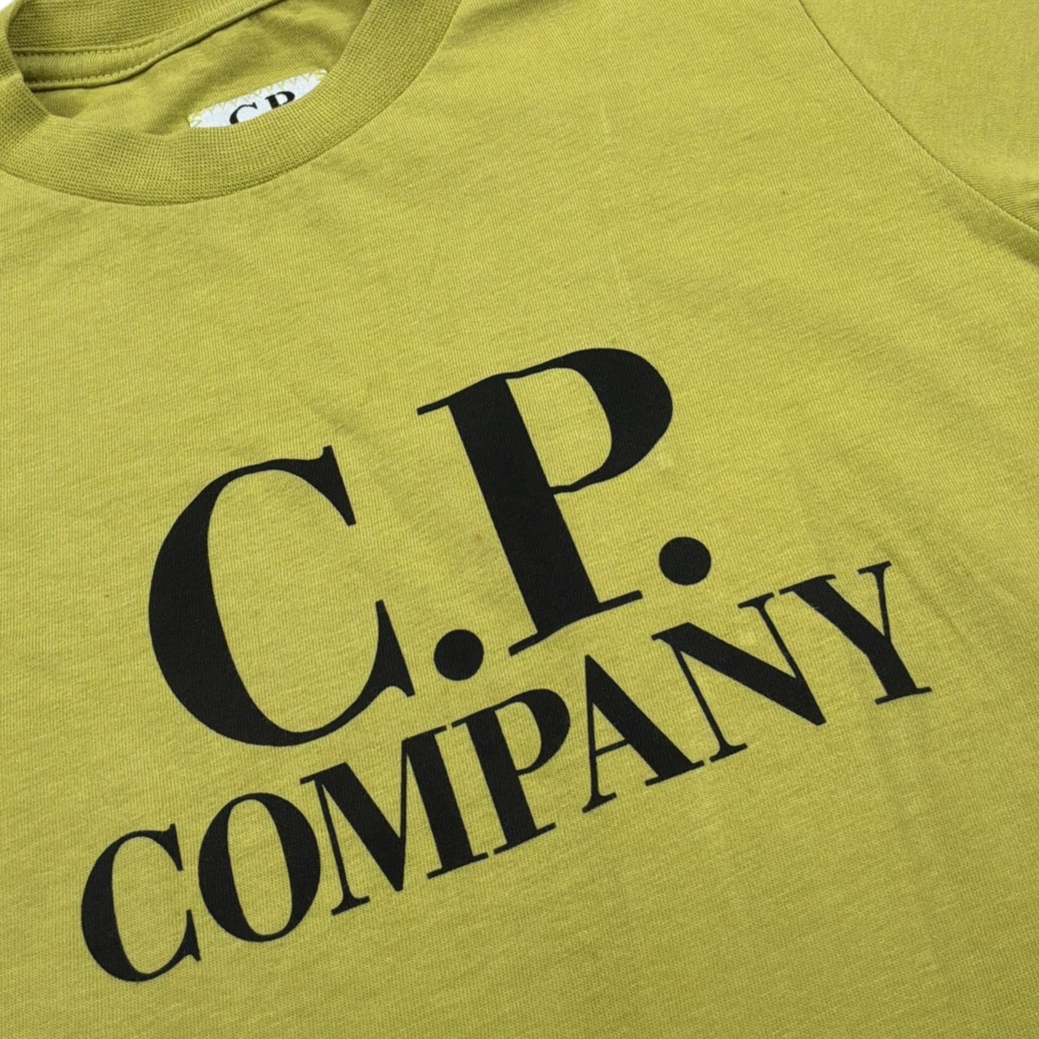 C.P. Company T-Shirt tinta unita con Stampa Verde per Neonato 13CKTS024A VERDE C.P. COMPANY 