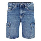 Calvin Klein Bermuda In Denim Tinta Unita con Tasconi per Bambino IB0IB024301 BLU CALVIN KLEIN 