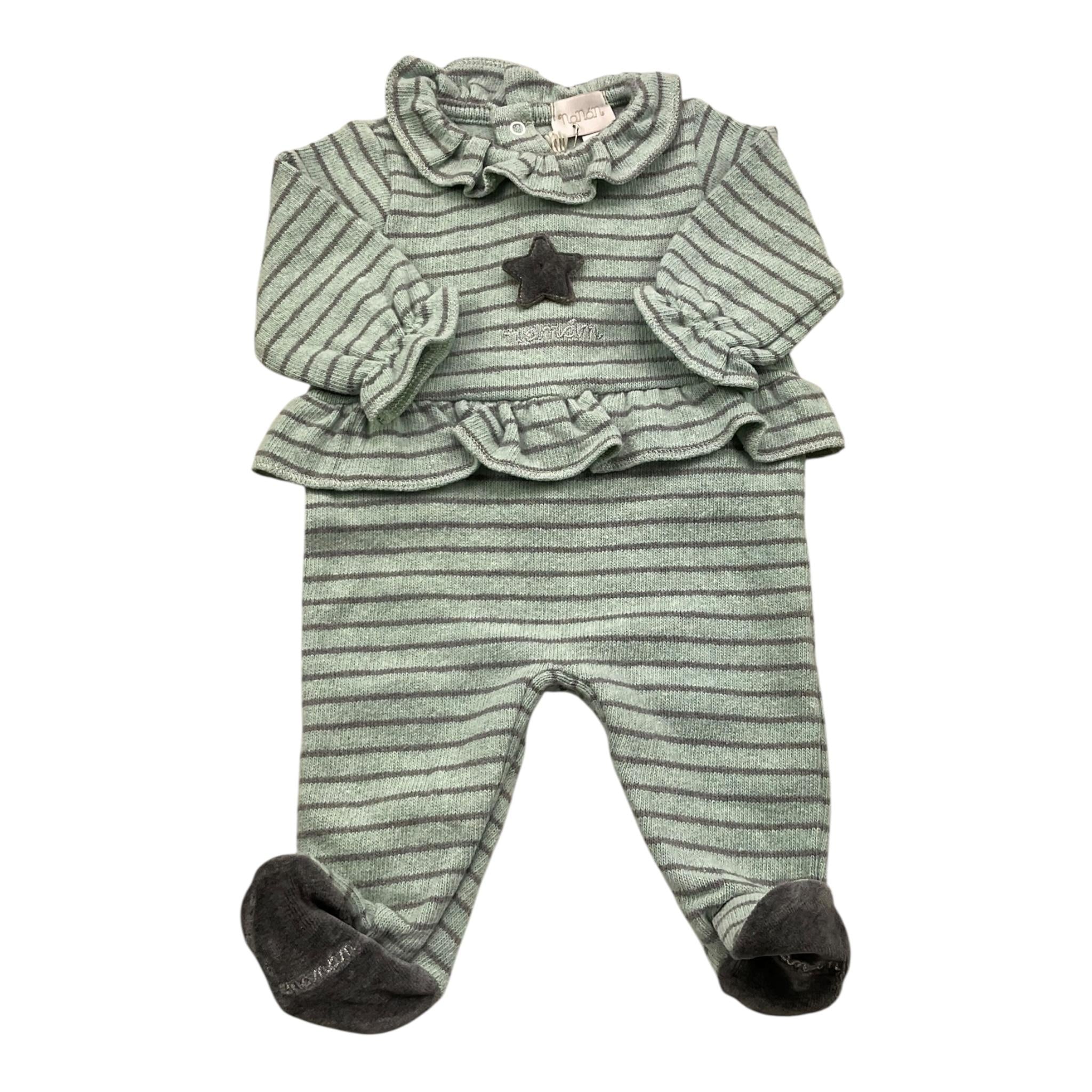 NANAN tutina manica lunga fantasia a righe Verde acqua per Neonata I2349801V VERDE ACQUA NANAN 