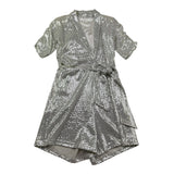 Met Abito Mezza Manica Tinta Unita per Bambina ME336 ARGENTO MET 