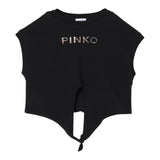 Pinko T-Shirt Girocollo Tinta Unita con Logo per Bambina KFTS004X NERO PINKO 