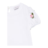 Monnalisa T-Shirt Girocollo Tinta Unita con Applicazioni per Neonata 31E604N BIANCO MONNALISA 