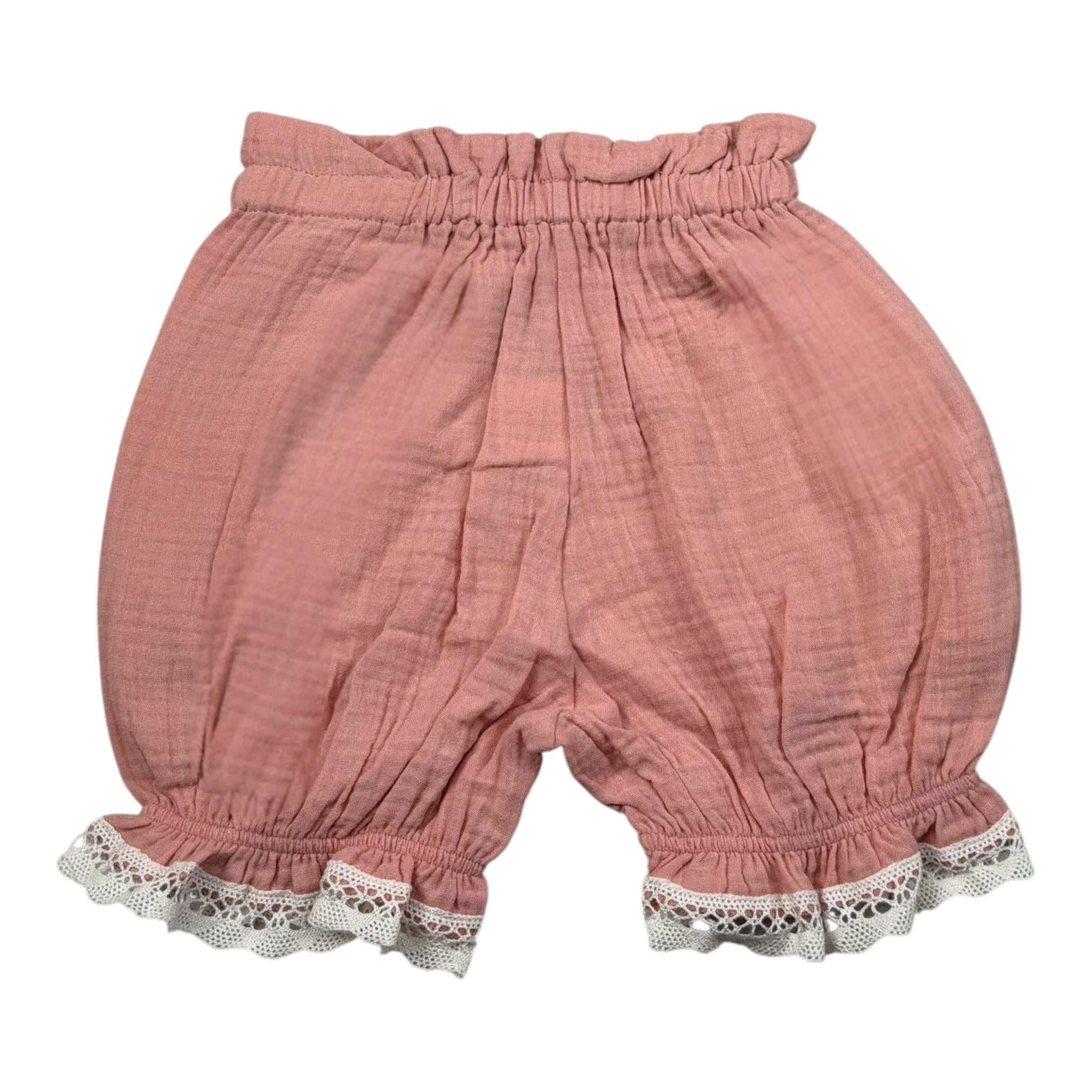 Babyvip Short Tinta Unita con Ricami per Neonata T1539 ROSA BABYVIP 