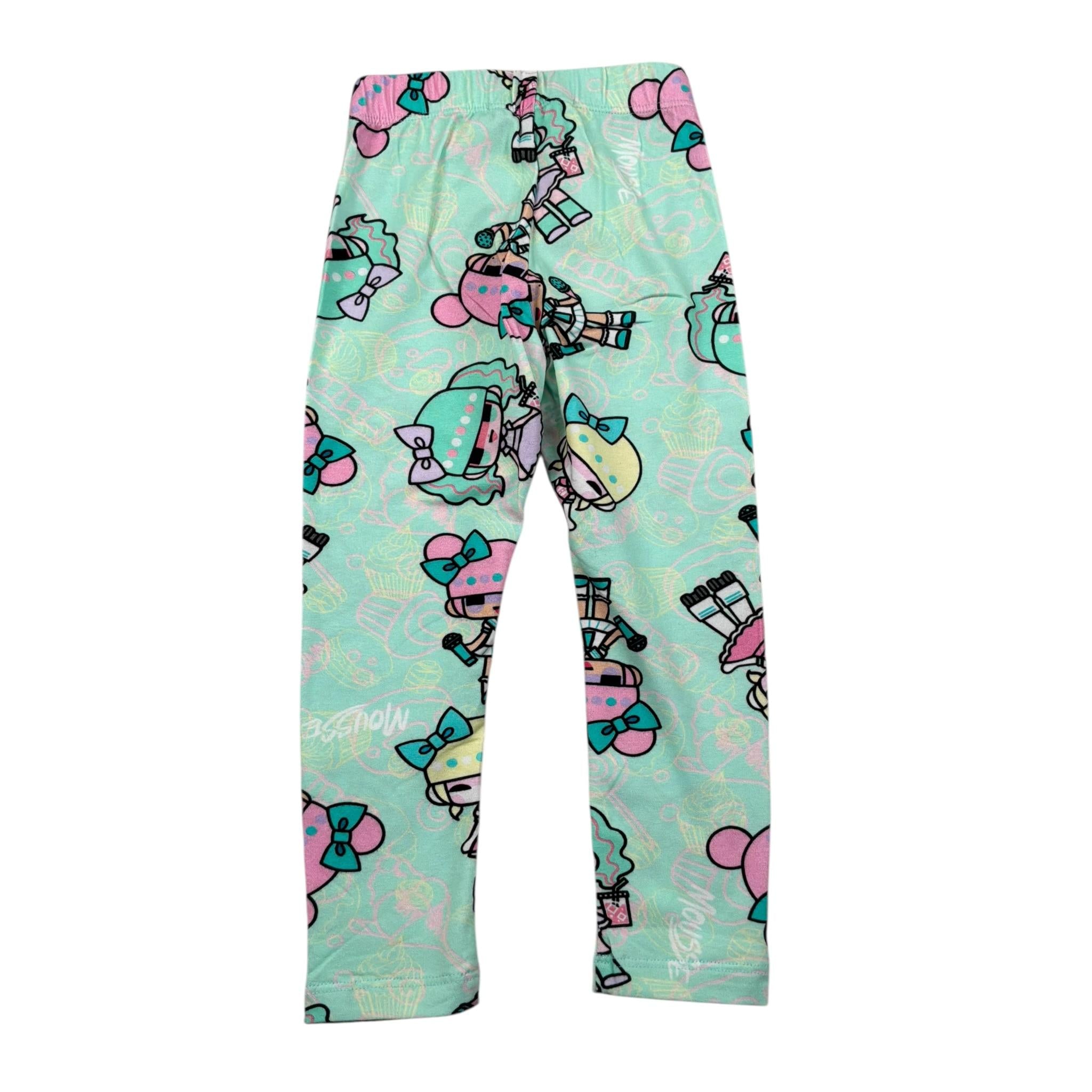 Mousse Leggins Tinta Unita con Stampa per Bambina DOLLFANT VERDE ACQUA MOUSSE 