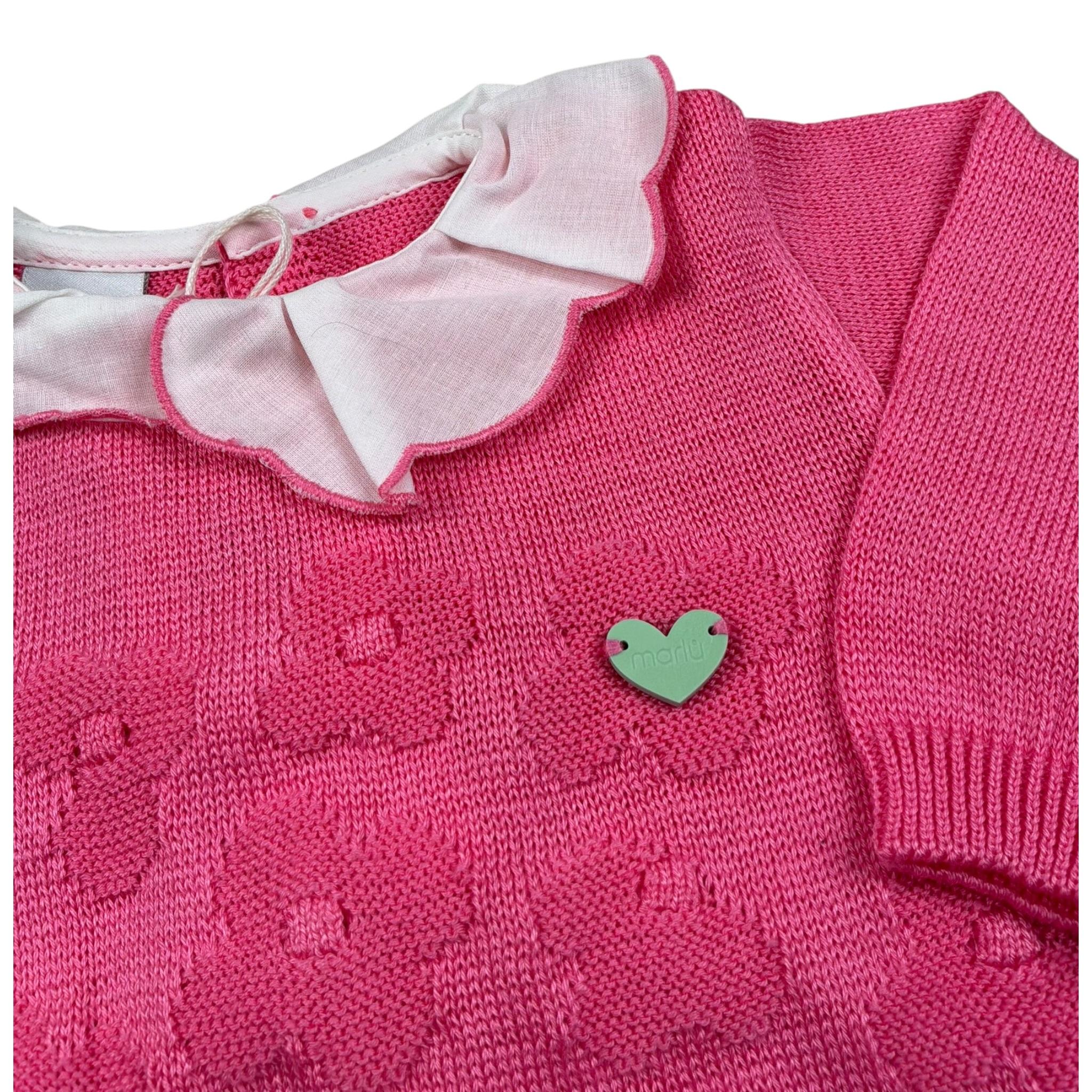 Marlu' Tutina Tinta Unita con Applicazioni per Neonata EL1410 FUXIA MARLU' 