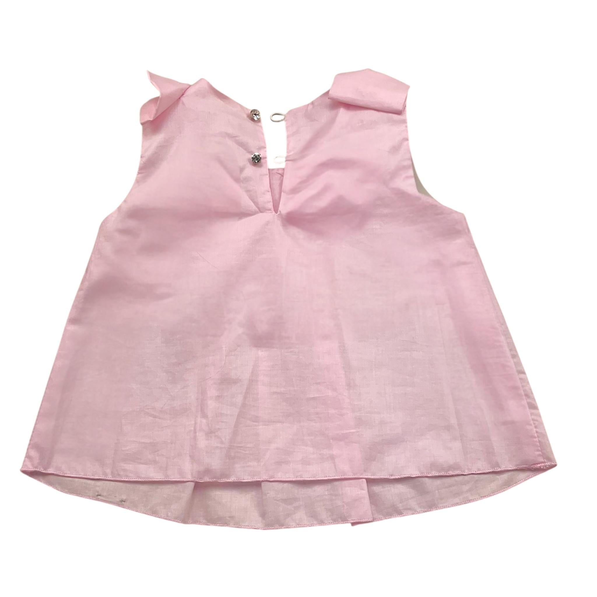 Loredana Camicia Tinta Unita Giromanica con Fiocco per Bambina P0101179 ROSA LOREDANA 