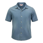 Saint Barth Camicia In Deim Tinta Unita Mezza Manica per Bambino 00862L AZZURRO SAINT BARTH 