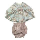 BARCELLINO completo 2pz camicia-coulotte bicolore con stampa Rosa/azzurro per Neonata 116105B ROSA/AZZURRO BARCELLINO 