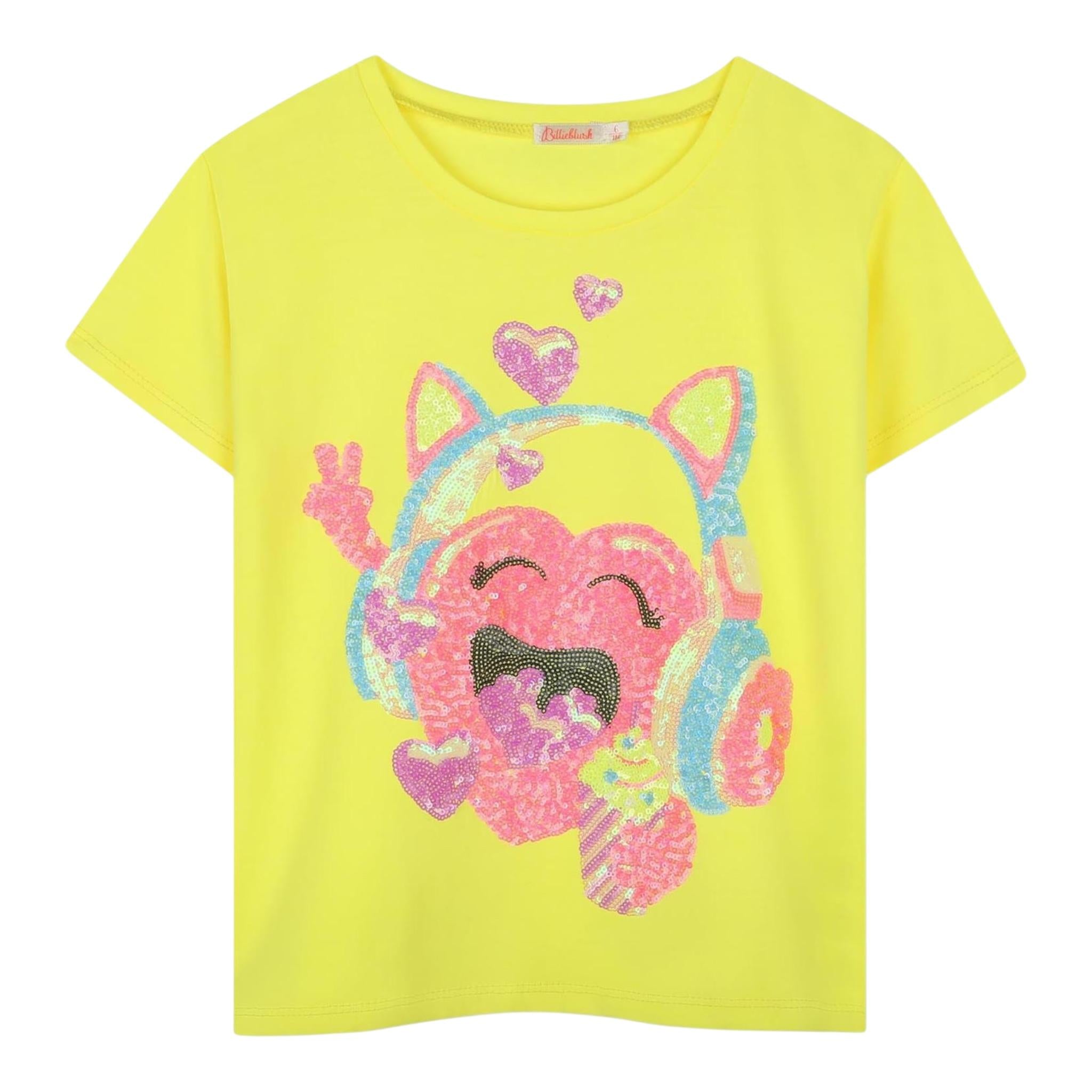 Billieblush T-Shirt Tinta Unita con Brillantini per Bambina U20924 GIALLO BillIEBLUSH 