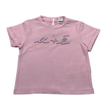 M+E' T-Shirt Girocollo tinta unita con Stampa Rosa per Neonata UE1405 ROSA M+E' 