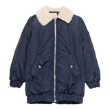 DOU DOU giubbino tinta unita con zip e pelliccia Blu per Bambino DV2P60 BLU DOU DOU 