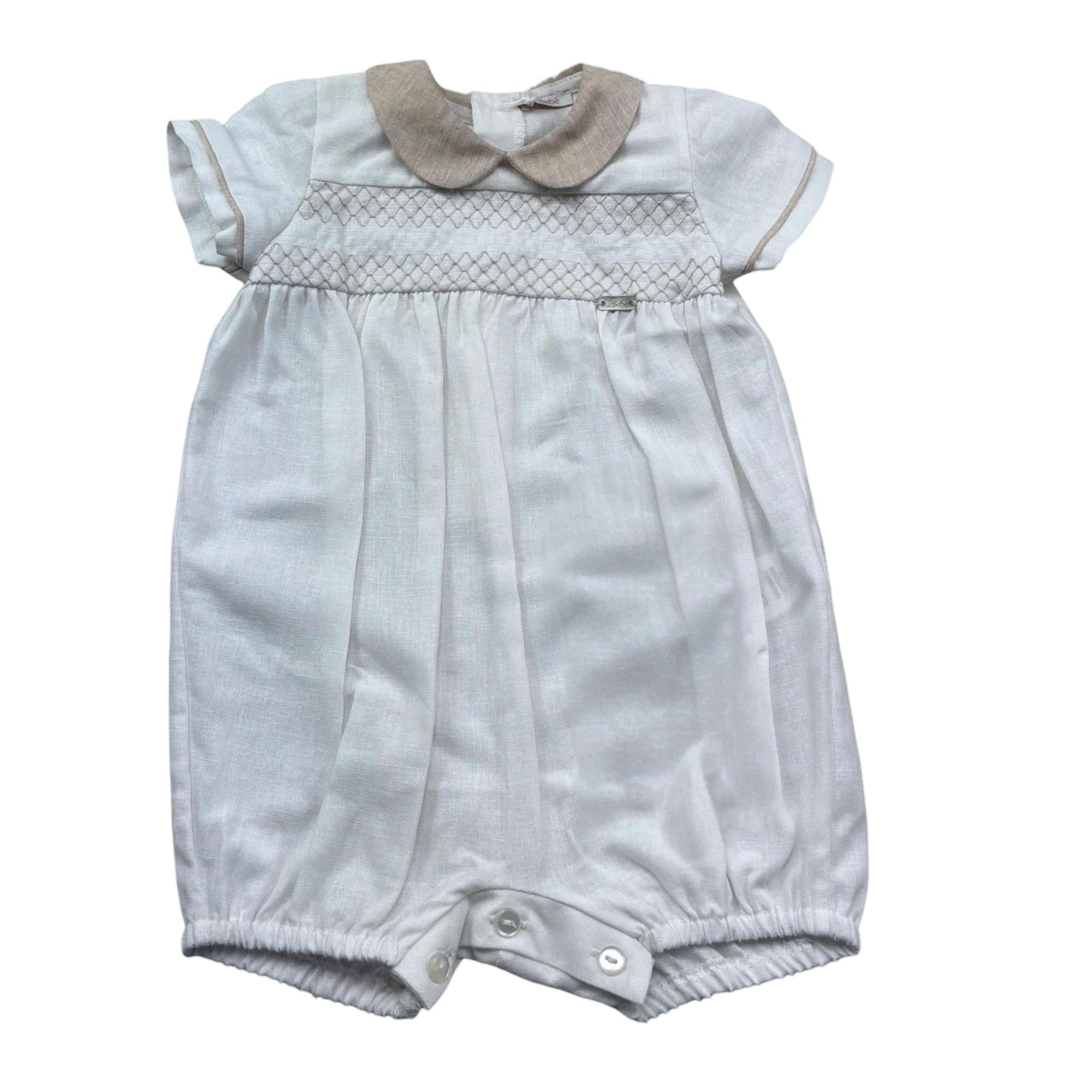 Le Bebe Pagliaccetto Mezza Manica Tinta Unita con Colletto In Contrasto per Neonato LBB5372 BIANCO LE BEBE 