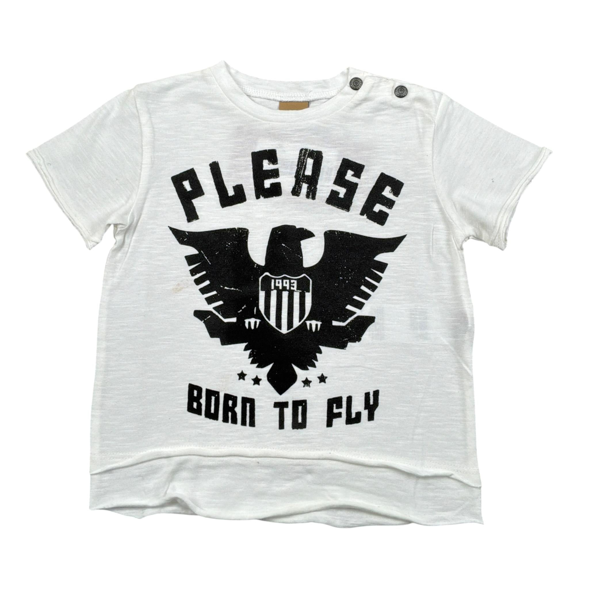 Please T-Shirt Girocollo tinta unita con Stampa Bianco per Neonato MB36030B BIANCO PLEASE 