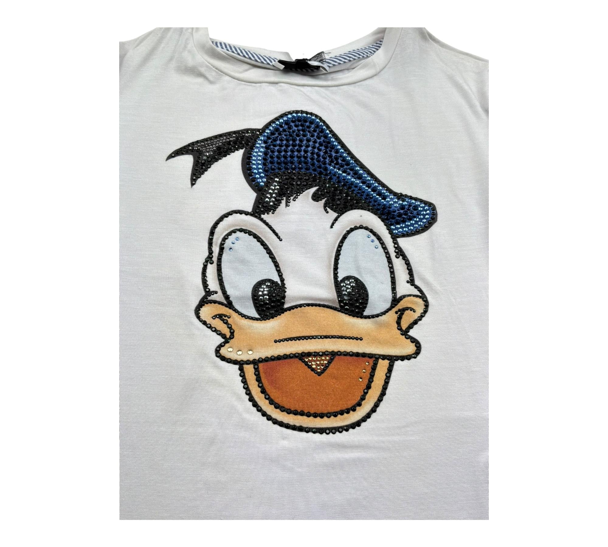 Monnalisa T.Shirt Girocollo Tinta Unita con Stampa Paperino per Bambina 191605S5 BIANCO MONNALISA 