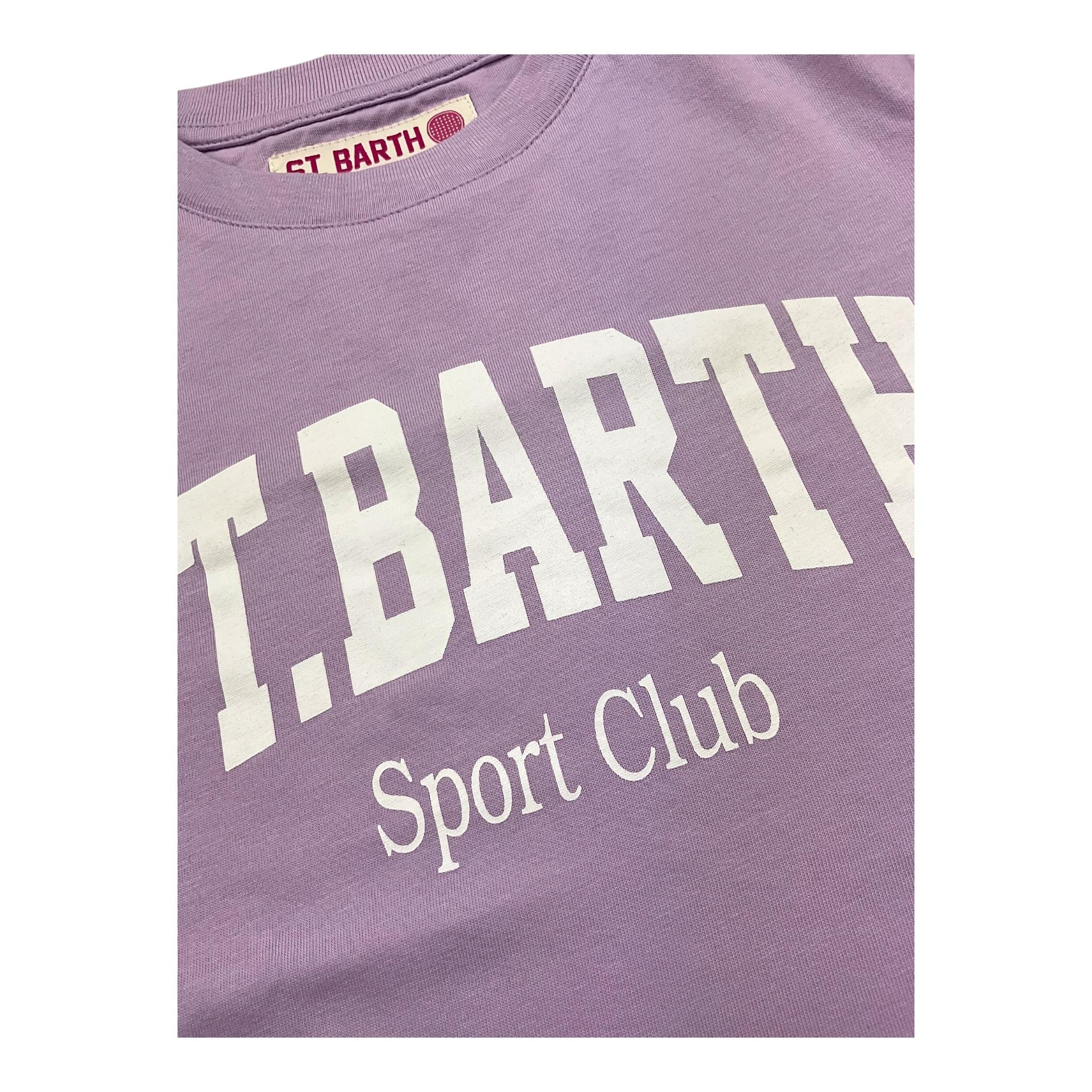 Saint Barth T-Shirt Girocollo Tinta Unita con Logo per Bambina ELLY LILLA SAINT BARTH 