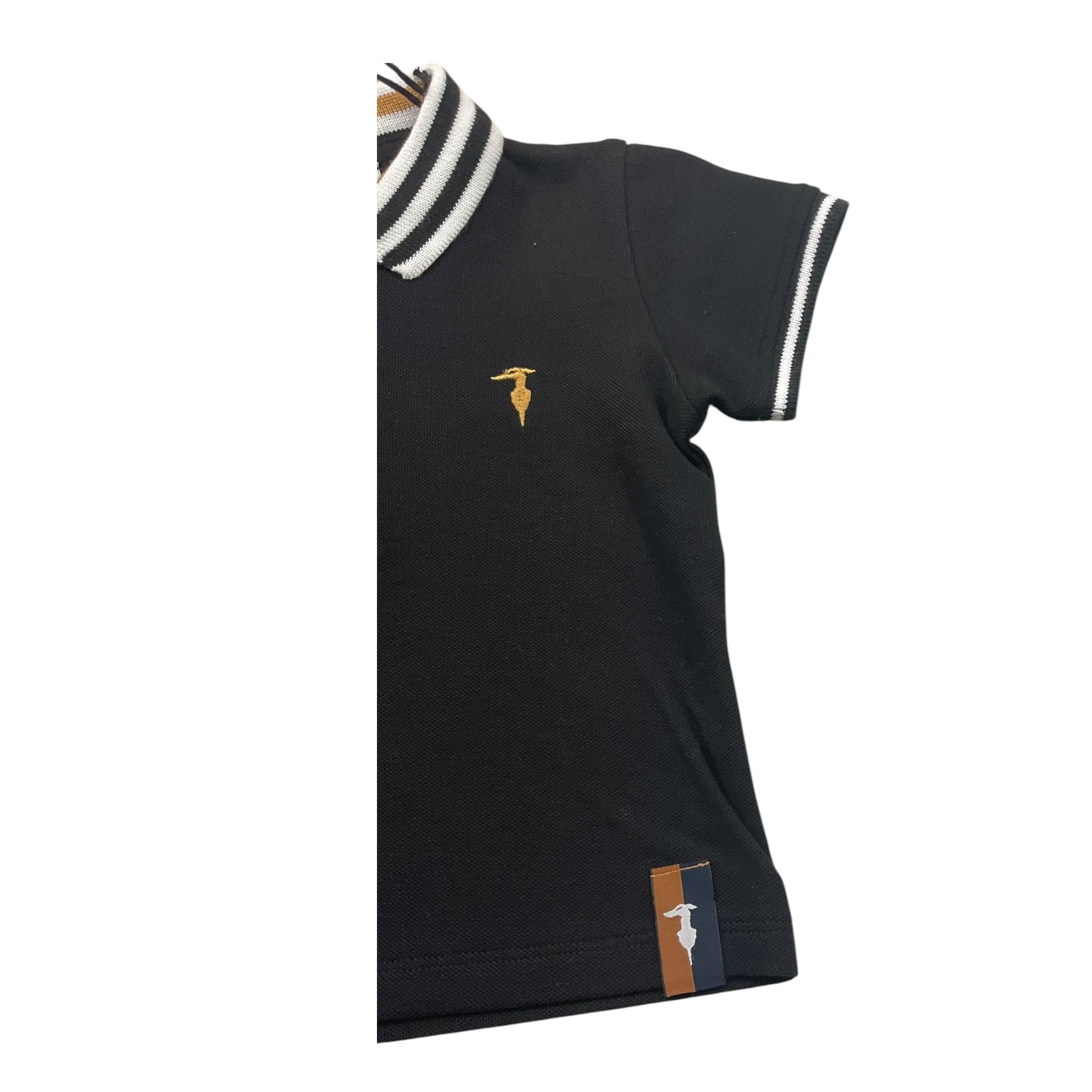 TRUSSARDI polo mezza manica tinta unita cn profili in contrasto Nero per Neonato TIA25082PO NERO TRUSSARDI 