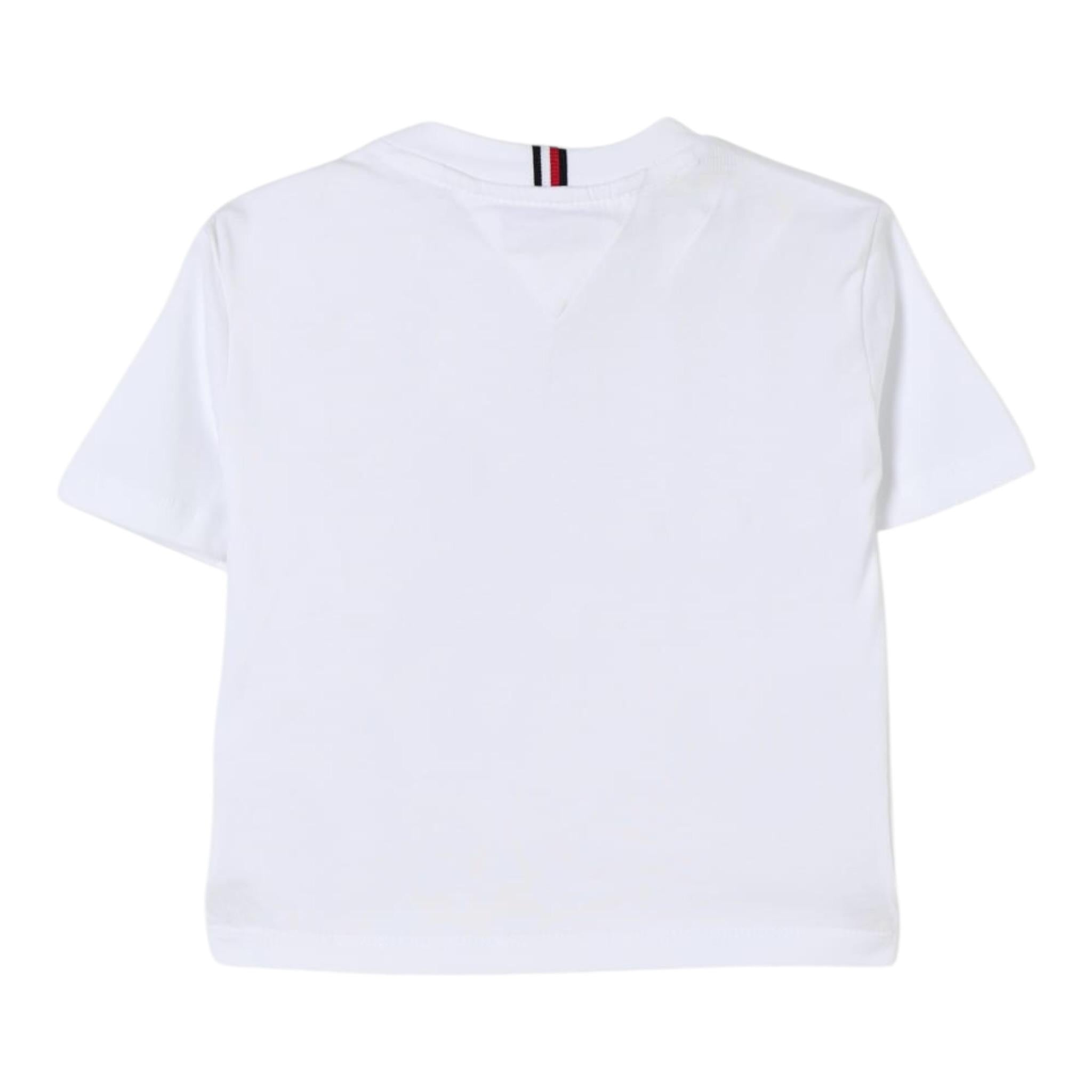 Tommy Hilfiger T-Shirt Girocollo Tinta Unita con Logo per Bambino KB0KB09601X BIANCO TOMMY HILFIGER 
