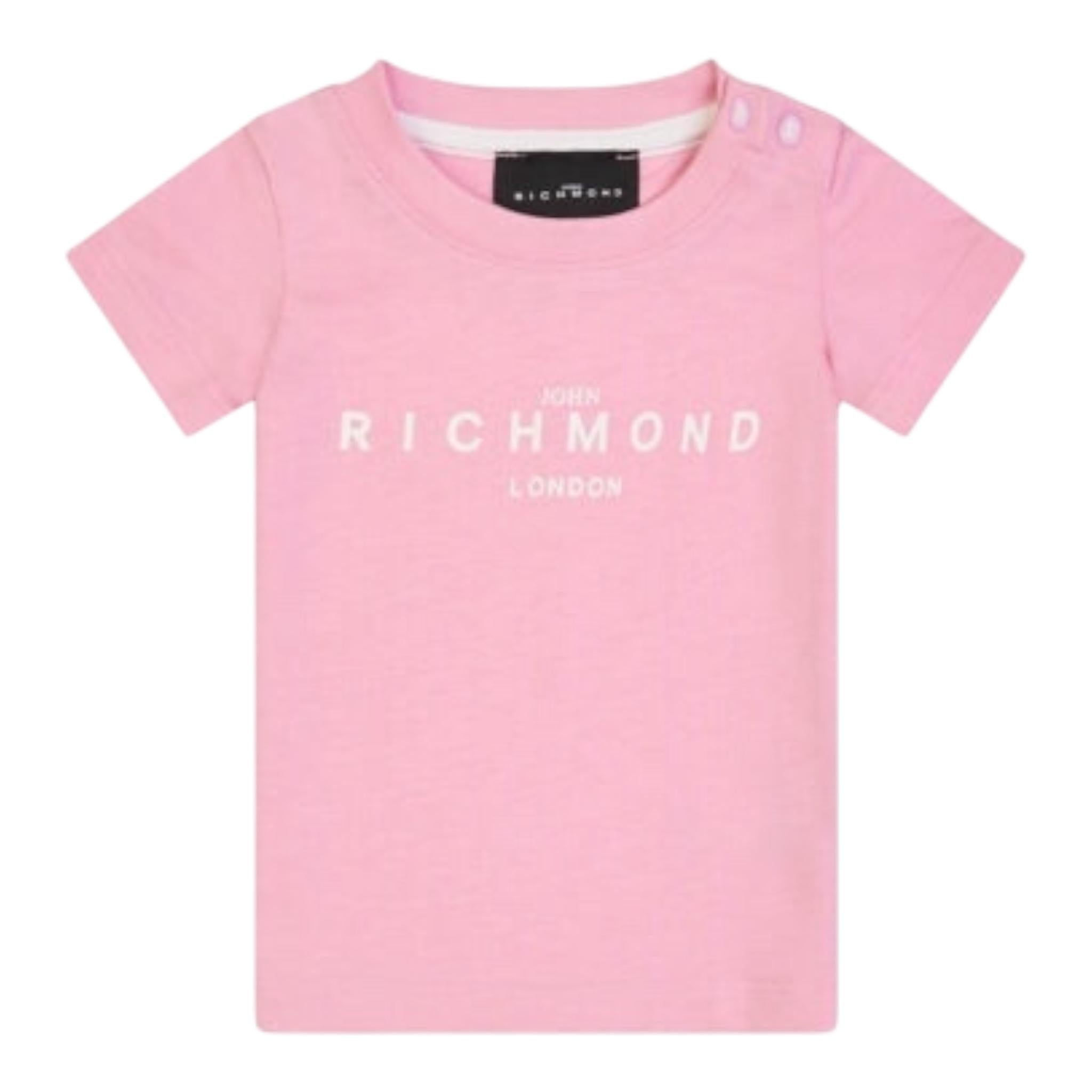 John Richmond T-Shirt Girocollo Tinta Unita con Stampa per Bambina RIP25002TSJ ROSA JOHN RICHMOND 