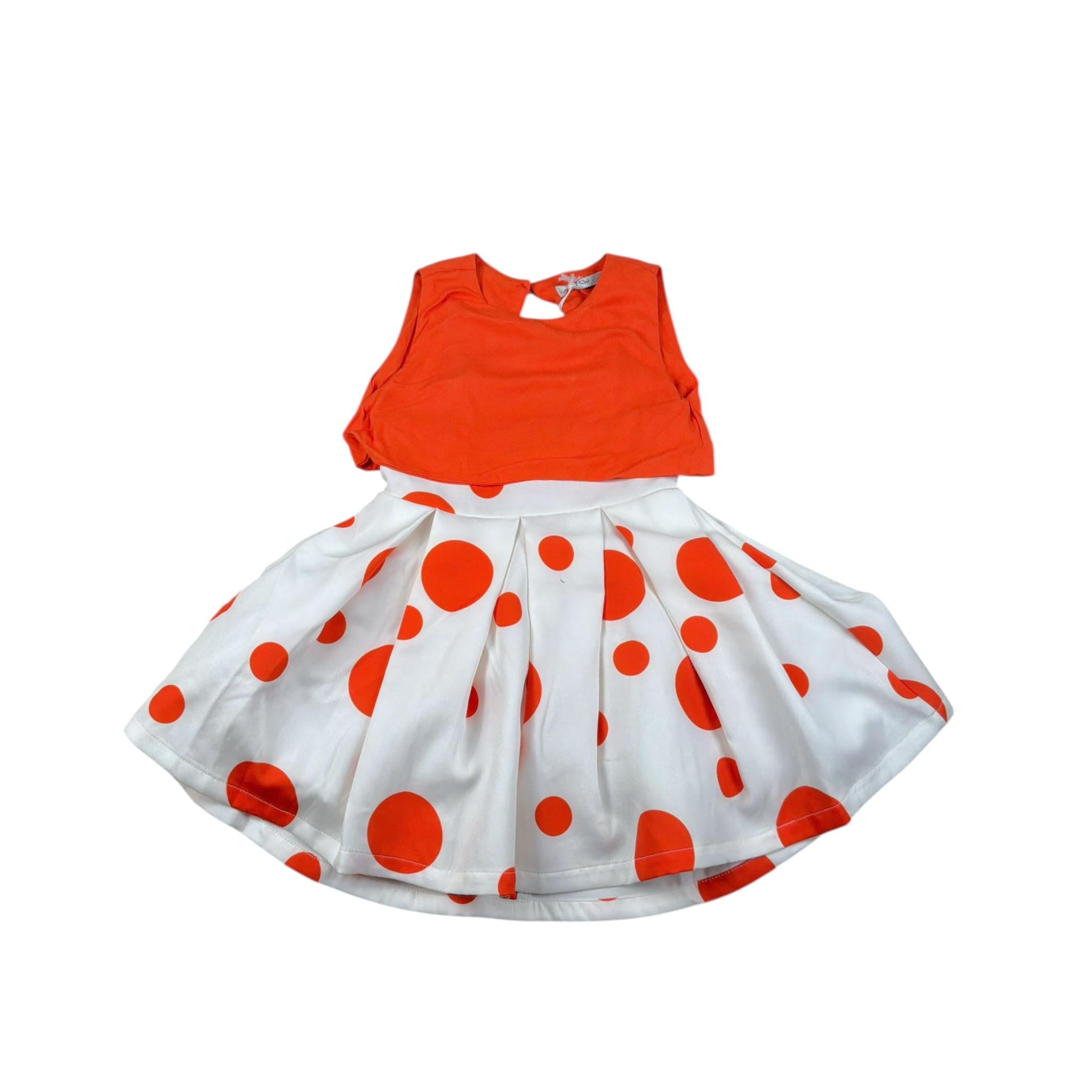 Y-Clu Abito Bicolore con Fantasia Pois per Bambina YB19524 BIANCO/ARANCIONE Y-CLU 