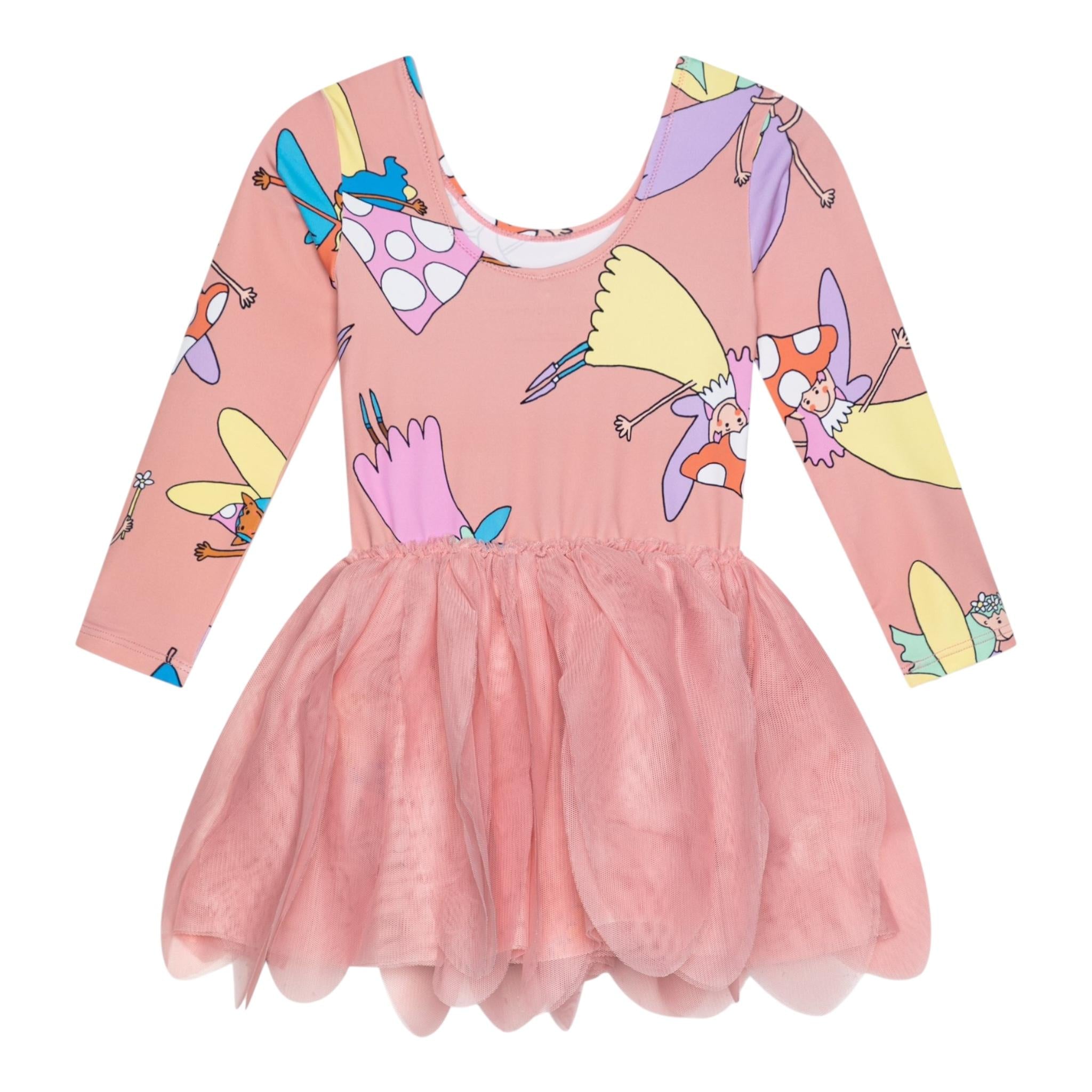 Stella Mccartney Abito Manica Lunga Tinta Unita con Tulle per Bambina TW1A90 ROSA STELLA McCARTNEY 