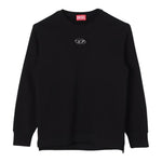 DIESEL felpa chiusa girocollo tinta unita con logo Nero per Bambino J02024 NERO DIESEL 