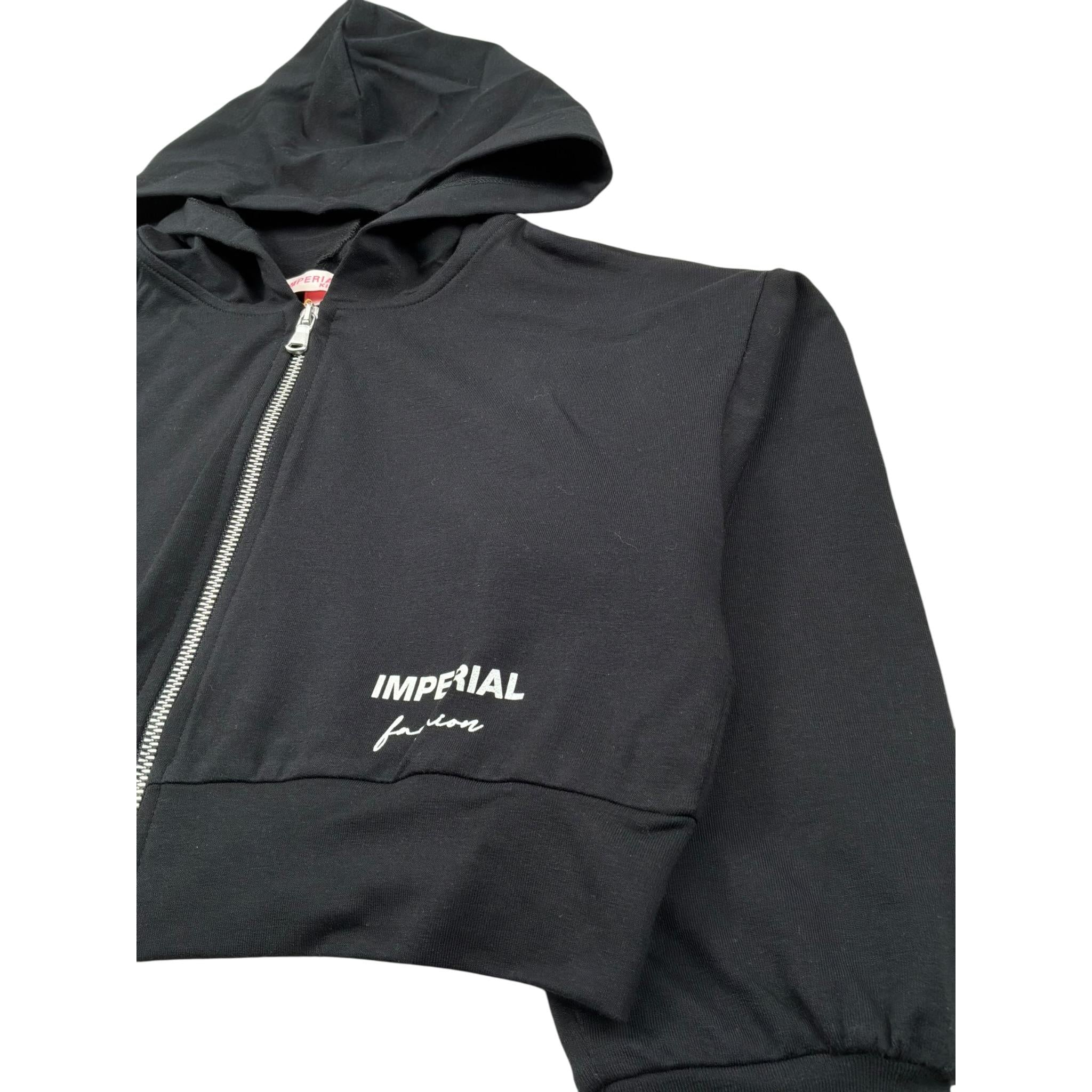 Imperial Felpa con Zip E Cappuccio Tinta Unita per Bambina LK08042G75 NERO IMPERIAL 