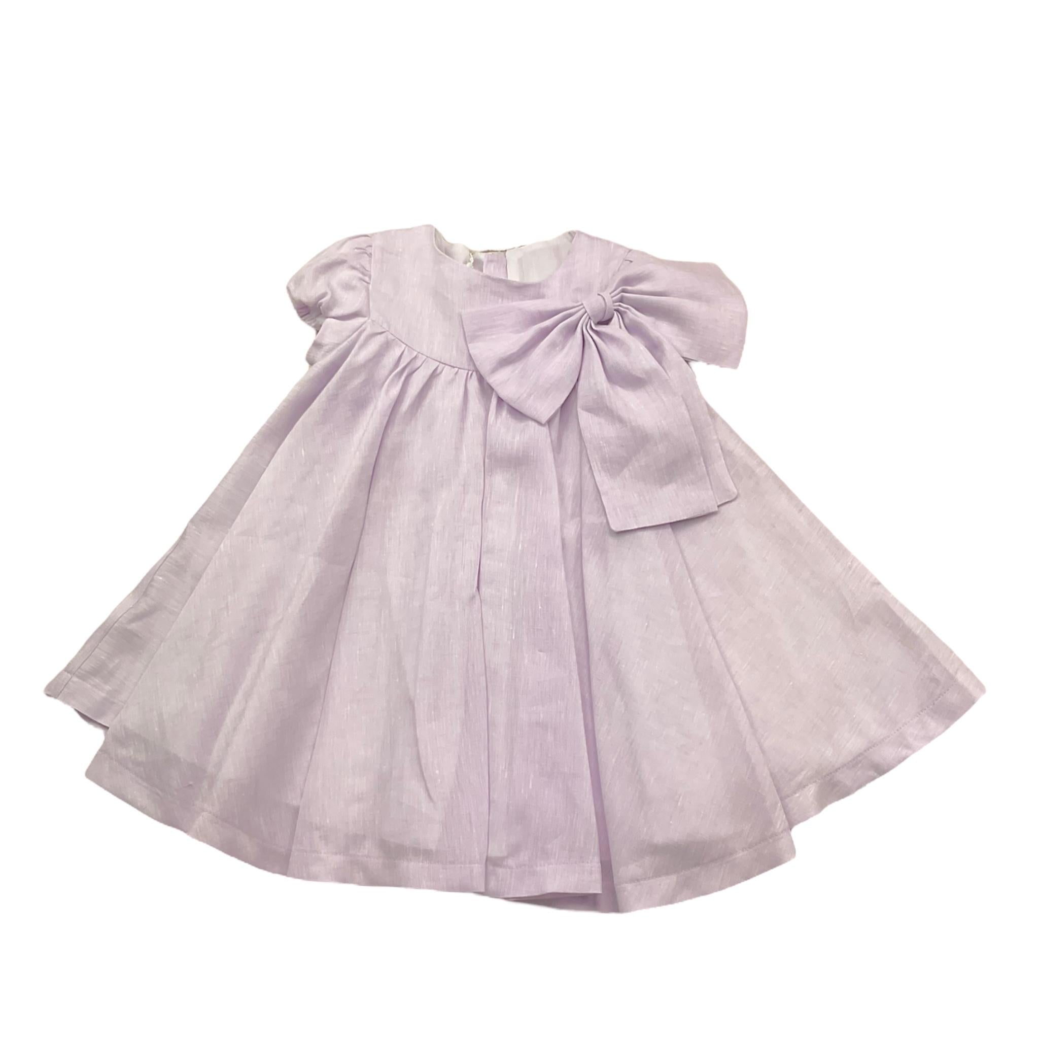 La Sartoria Dei Piccoli Abito Giromanica Tinta Unita con Fiocco per Neonata L1050 LILLA LA SARTORIA DEI PICCOLI 