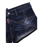 Dsquared2 Short In Denim Tinta Unita con Tasche per Bambina DQ2837 BLU DSQUARED2 