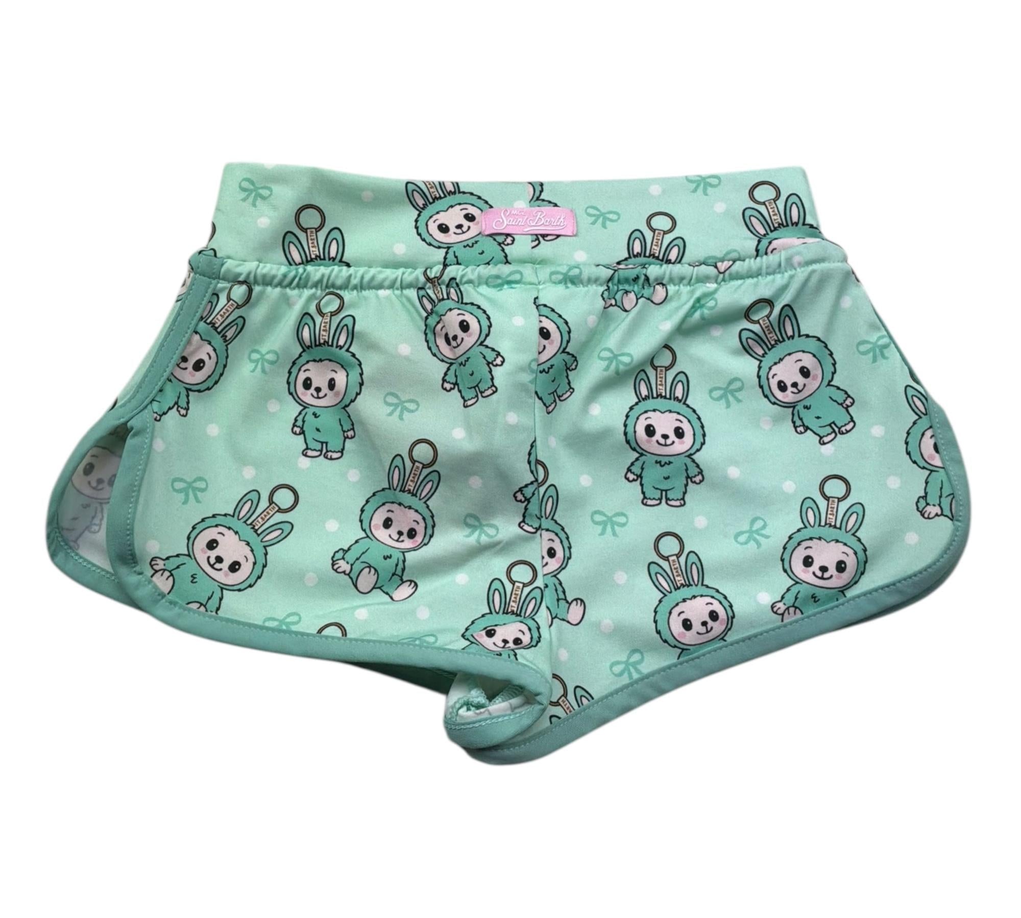 Saint Barth Short Tinta Unita con Stampe per Bambina COCO VERDE SAINT BARTH 