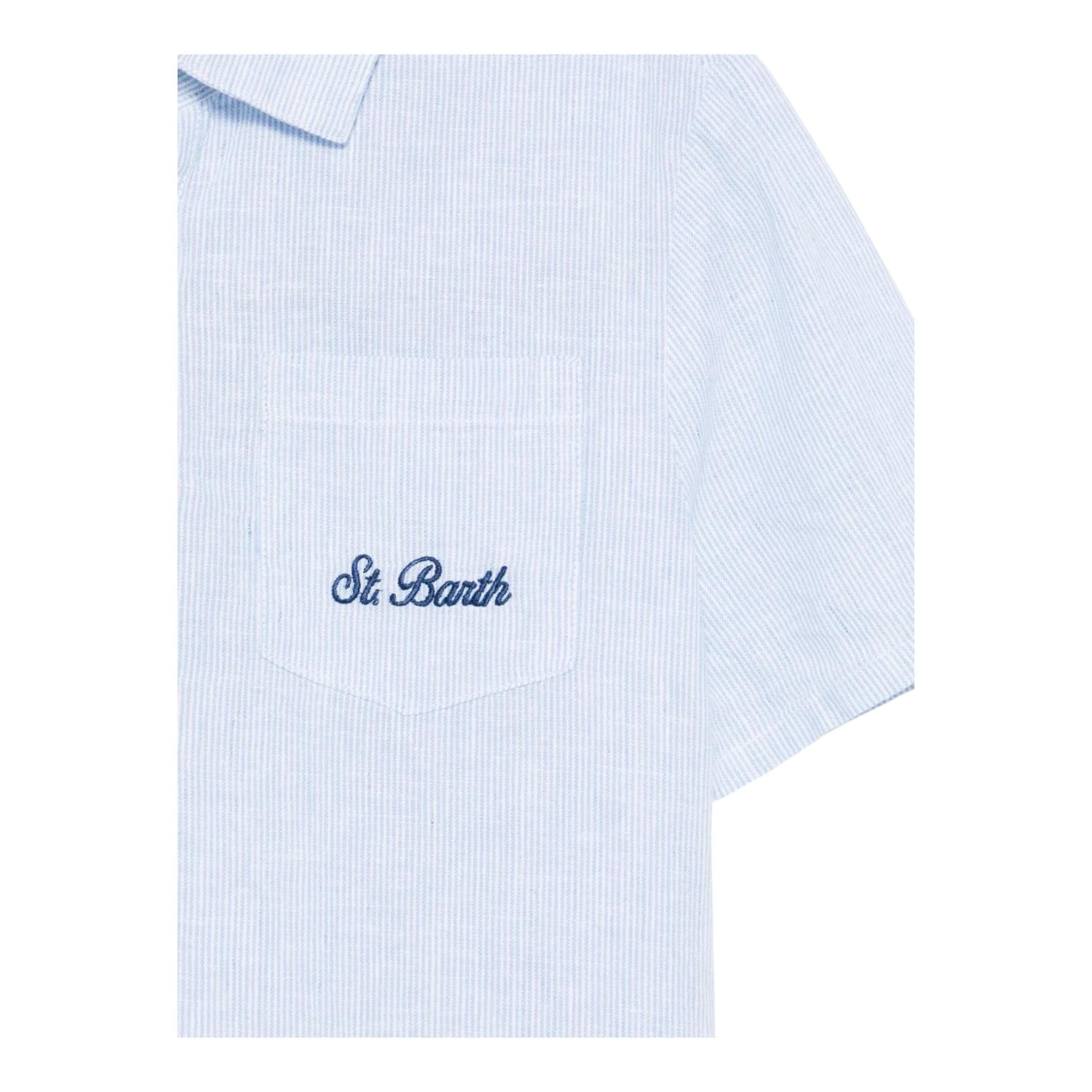 Saint Barth Camicia Mezza Manica Fantasia A Righe per Bambino MDR001 BLU SAINT BARTH 