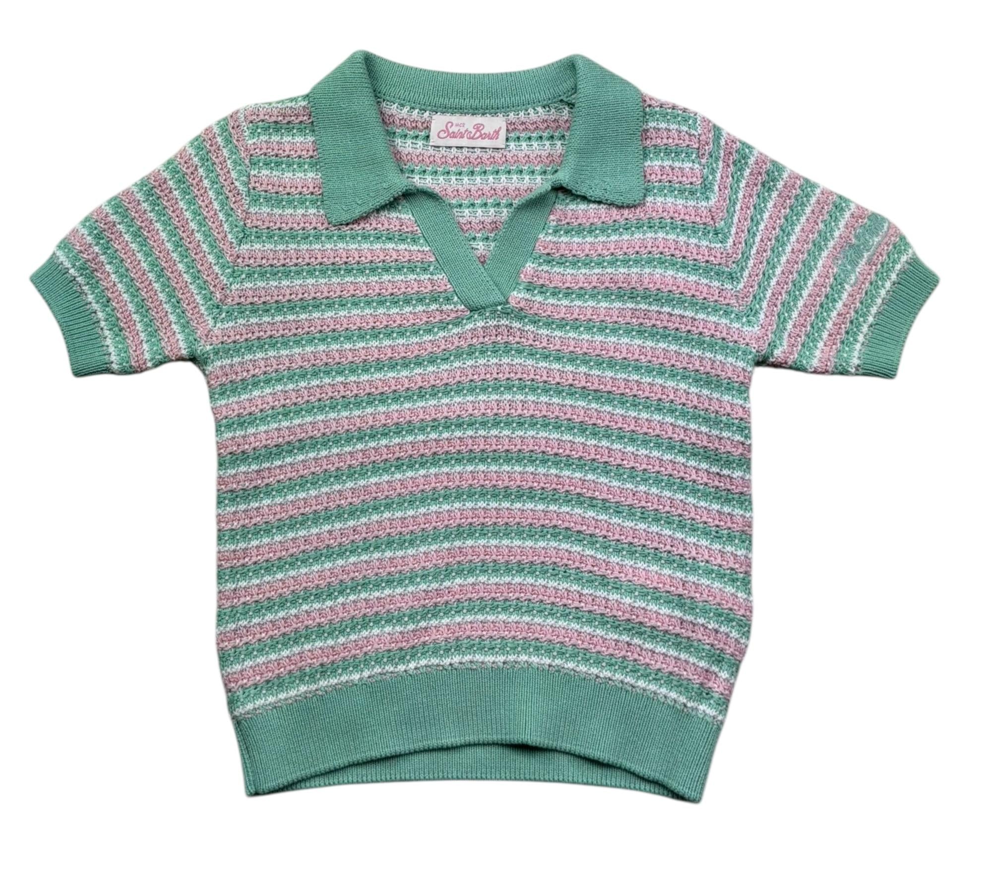 Saint Barth Polo Mezza Manica Fantasia A Righe per Bambina CADDY MULTICOLOR SAINT BARTH 