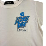 Replay T-Shirt Girocollo Tinta Unita con Stampa per Bambino SB7360 BIANCO REPLAY 