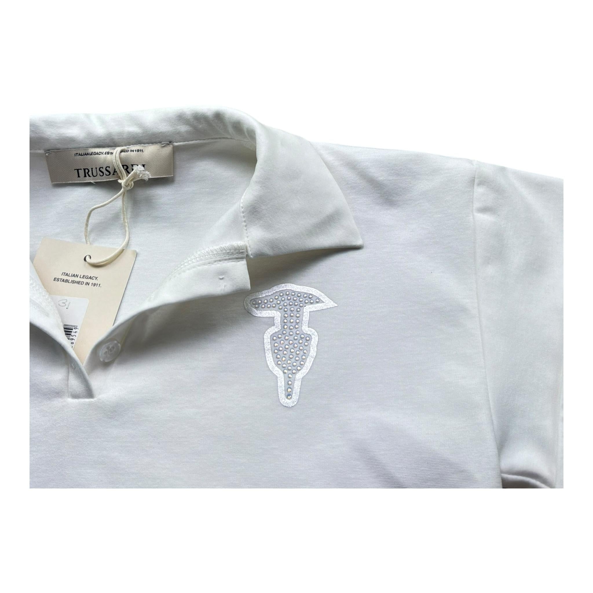 Trussardi Polo Modello Crop Tinta Unita per Bambina TGP26051PO BIANCO TRUSSARDI 
