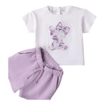 Sarabanda Completo 2 Pezzi T-Shirt-Short per Bambina 0B255X BIANCO/LILLA SARABANDA 