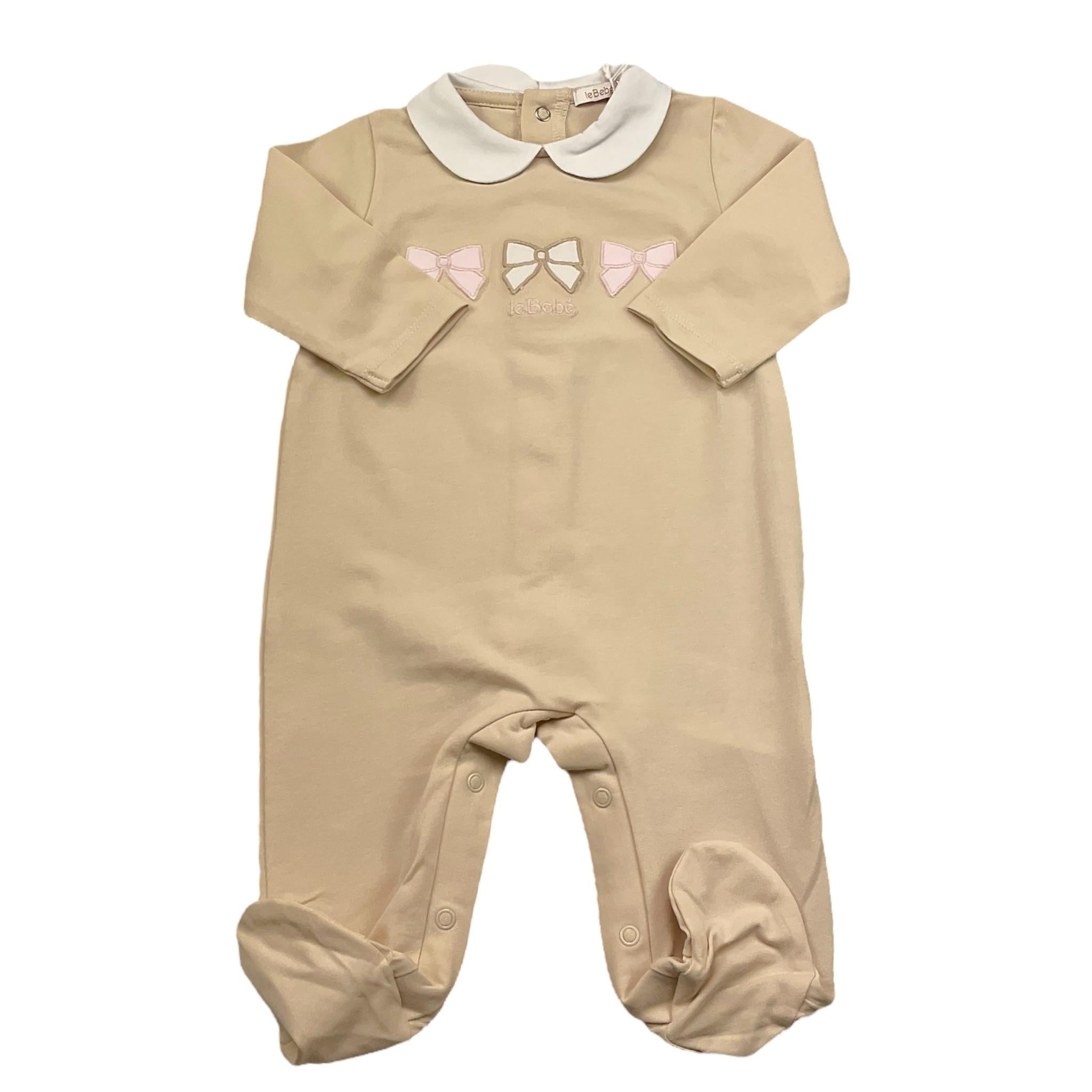 Le Bebe' Tutina Tinta Unita con Stampa per Neonata LBG5669 BEIGE LE BEBE' 